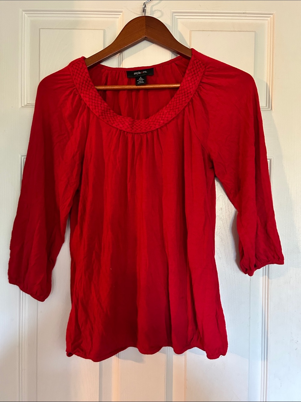Style & Co. Red Braided-Neck Scoop Tunic